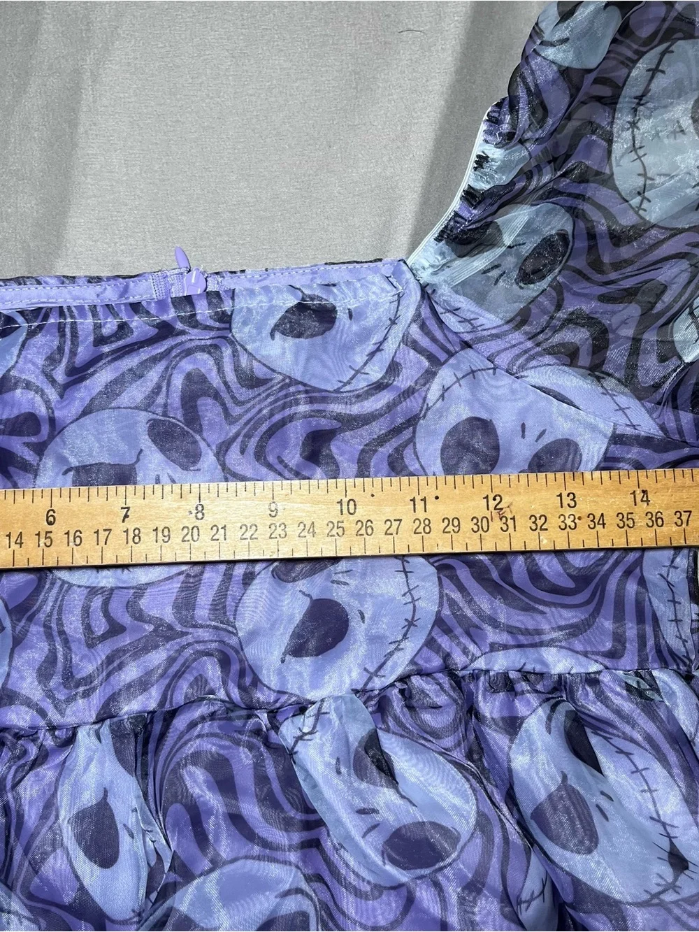 Girls' Jack Skellington Short Puff Sleeve Dress - Purple size XL 14